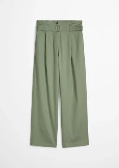 Paperbag-Pants straight aus Lyocell-Organic-Cotton-Stretch