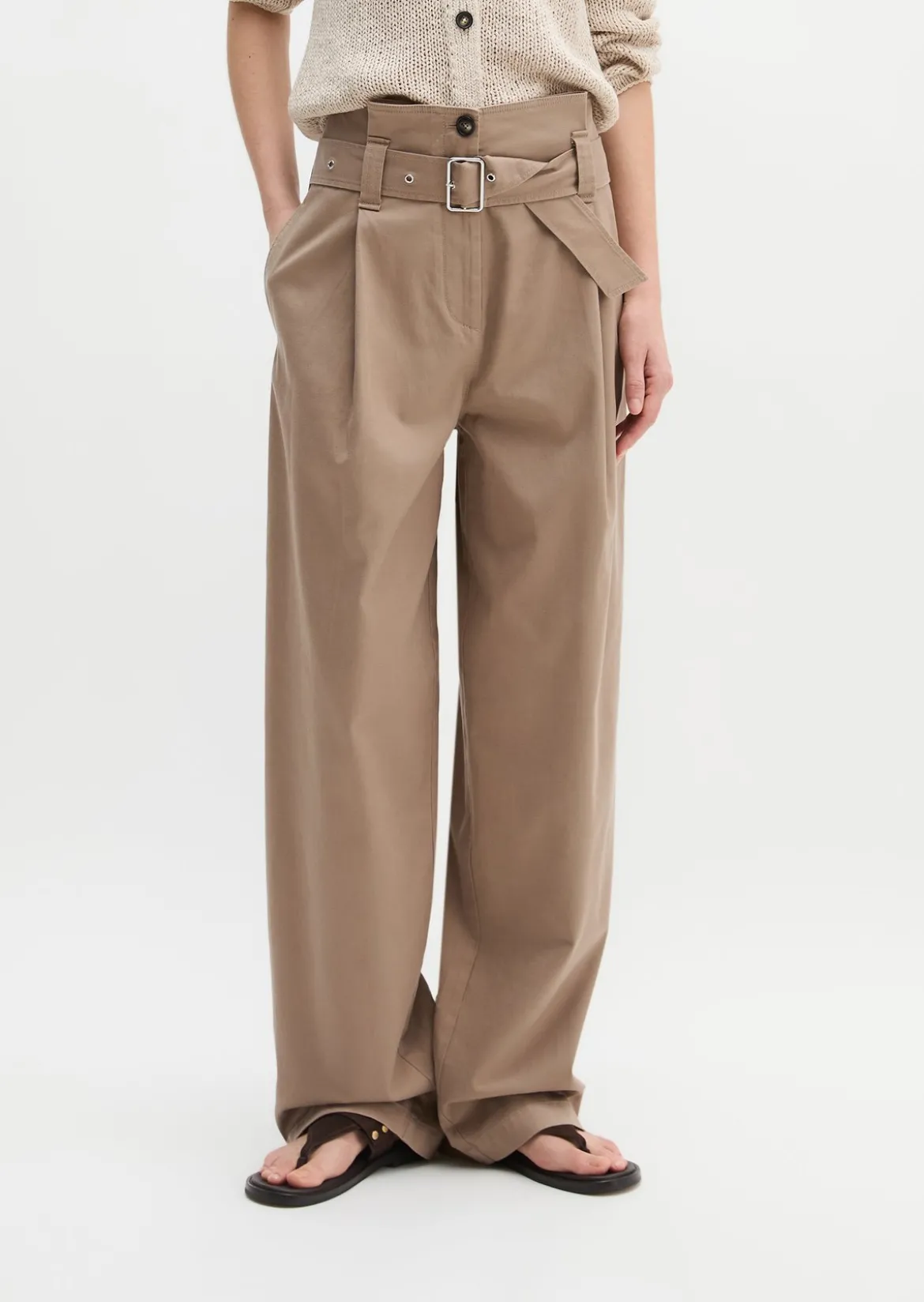 Paperbag-Pants straight aus Lyocell-Organic-Cotton-Stretch