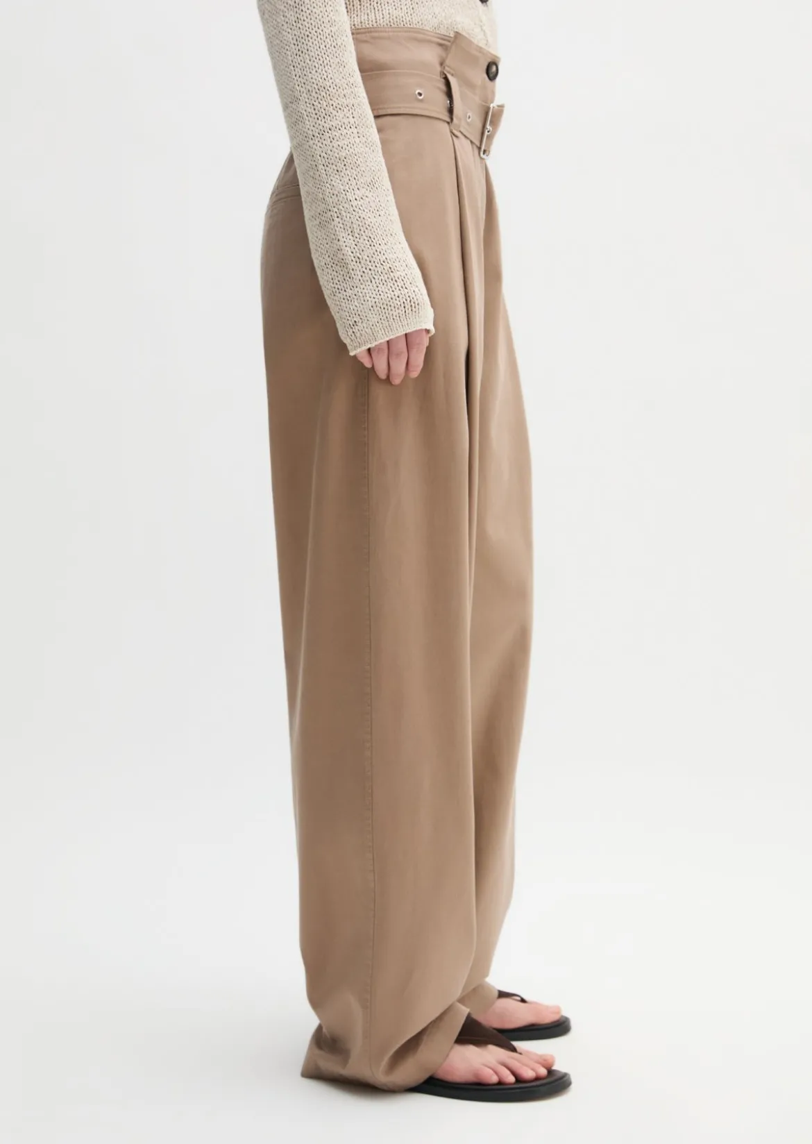 Paperbag-Pants straight aus Lyocell-Organic-Cotton-Stretch