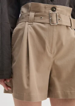 Paperbag-Shorts wide aus Bio-Baumwolle-TENCEL™ Lyocell-Stretch