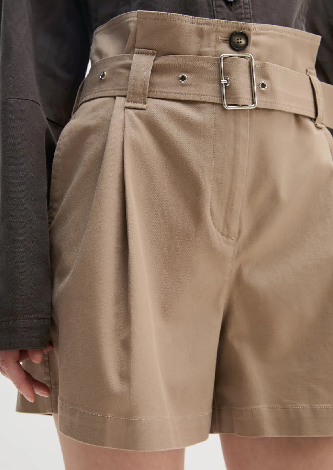 Paperbag-Shorts wide aus Bio-Baumwolle-TENCEL™ Lyocell-Stretch