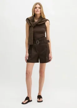 Paperbag-Shorts wide aus Bio-Baumwolle-TENCEL™ Lyocell-Stretch