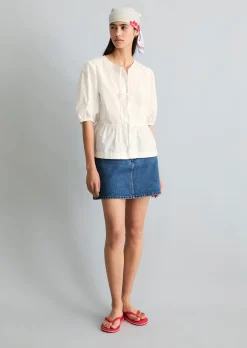 Peplum-Bluse regular aus Baumwoll-Popeline