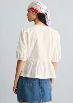Peplum-Bluse regular aus Baumwoll-Popeline