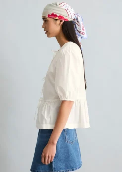 Peplum-Bluse regular aus Baumwoll-Popeline