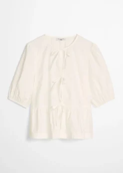 Peplum-Bluse regular aus Baumwoll-Popeline