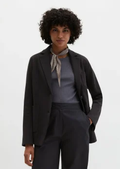 Piqué-Jerseyblazer regular aus Organic Cotton-Mix