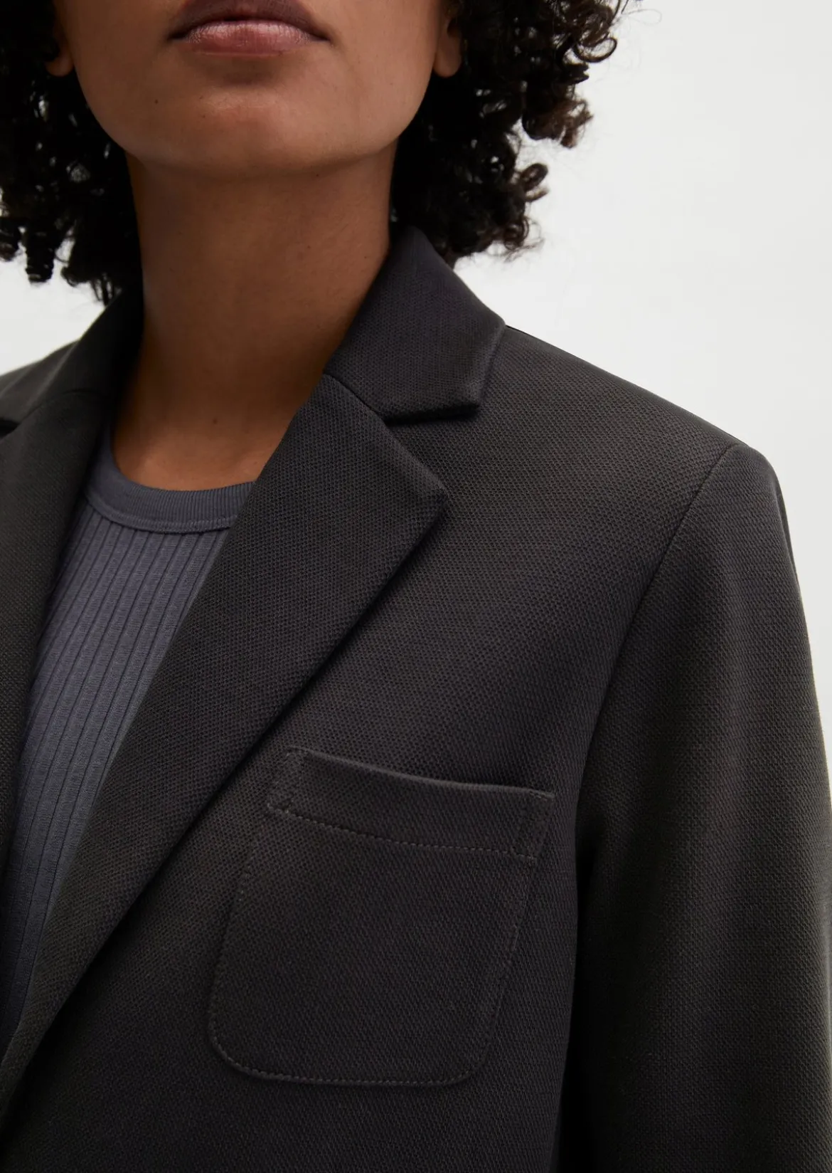 Piqué-Jerseyblazer regular aus Organic Cotton-Mix