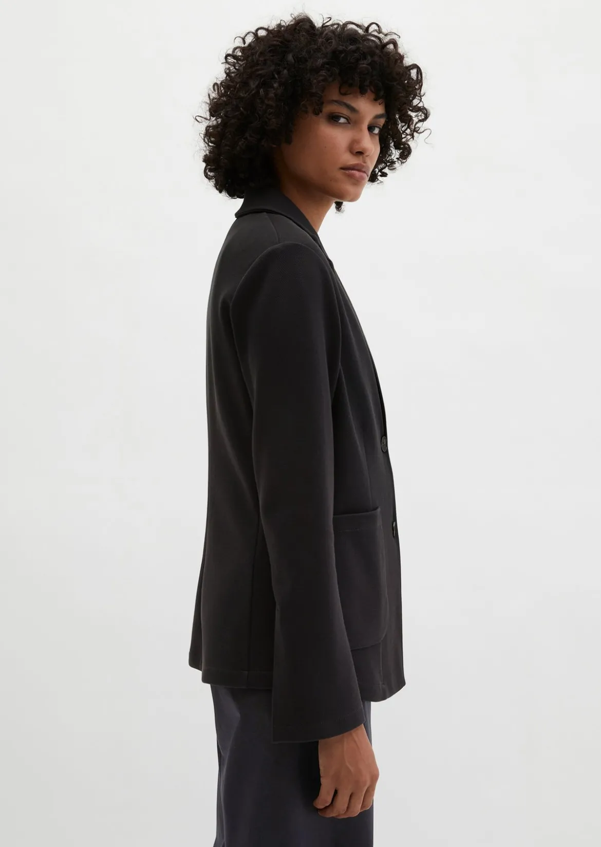 Piqué-Jerseyblazer regular aus Organic Cotton-Mix