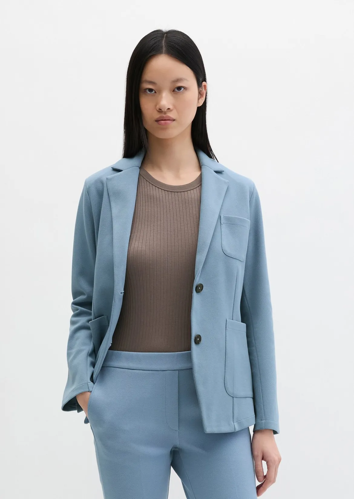 Piqué-Jerseyblazer regular aus Organic Cotton-Mix