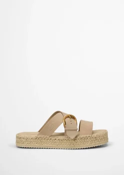Plateau-Pantolette Model Clarissa mit Velourslederriemen