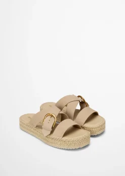 Plateau-Pantolette Model Clarissa mit Velourslederriemen