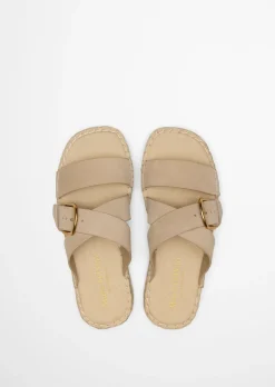 Plateau-Pantolette Model Clarissa mit Velourslederriemen