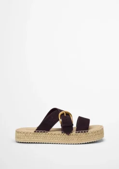 Plateau-Pantolette Model Clarissa mit Velourslederriemen