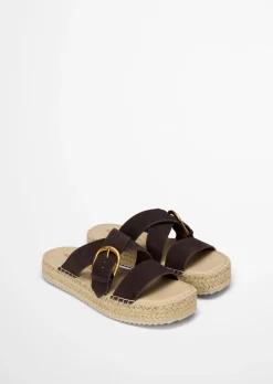 Plateau-Pantolette Model Clarissa mit Velourslederriemen