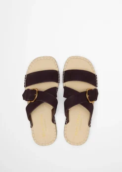 Plateau-Pantolette Model Clarissa mit Velourslederriemen