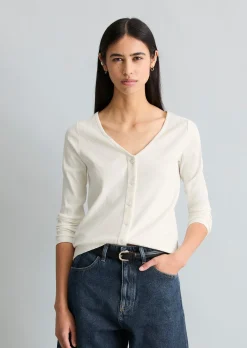 Pointelle-Cardigan slim aus Bio-Baumwolle-Mix