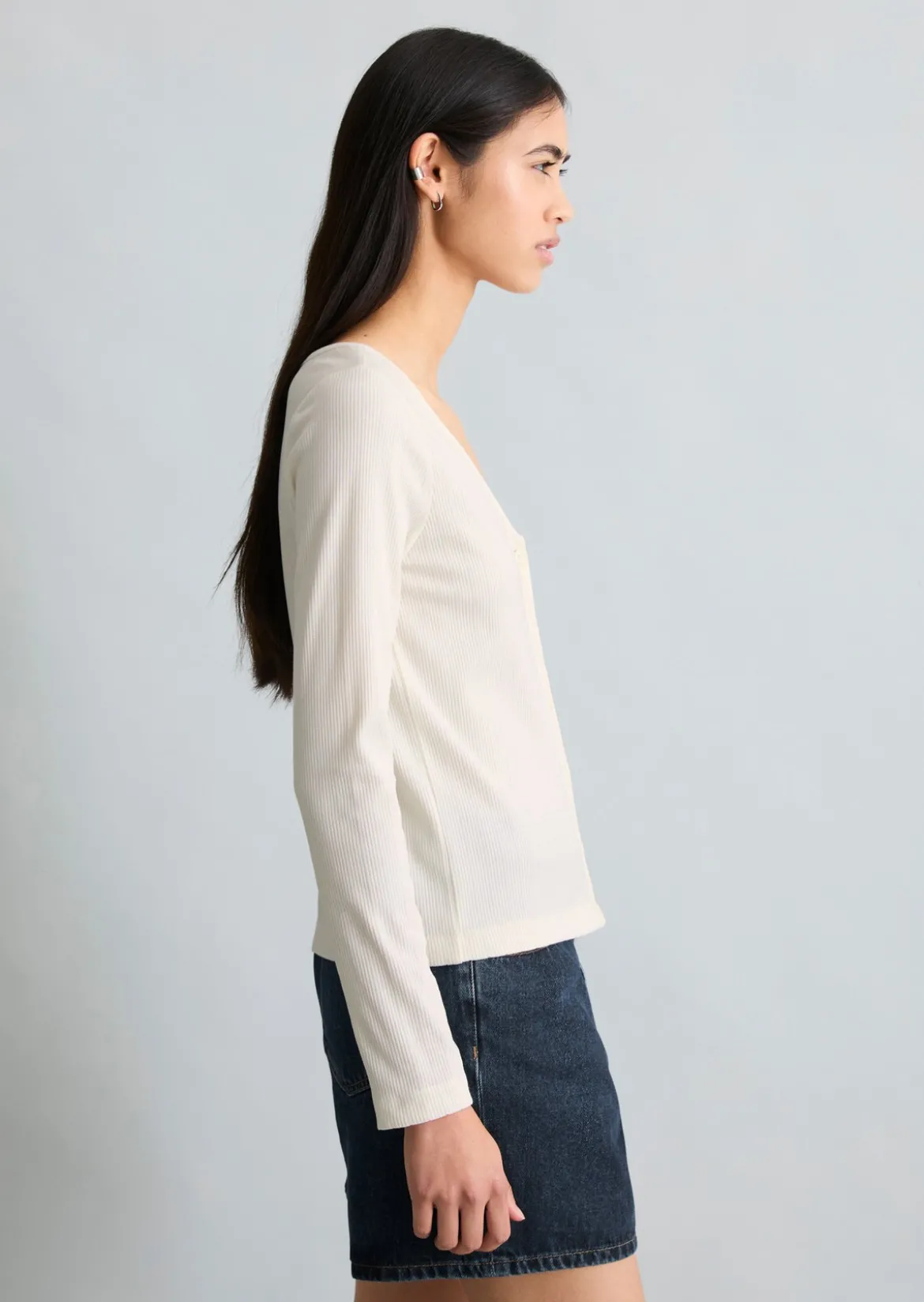 Pointelle-Cardigan slim aus Bio-Baumwolle-Mix