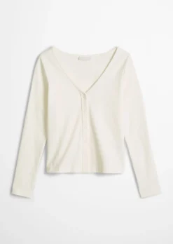 Pointelle-Cardigan slim aus Bio-Baumwolle-Mix