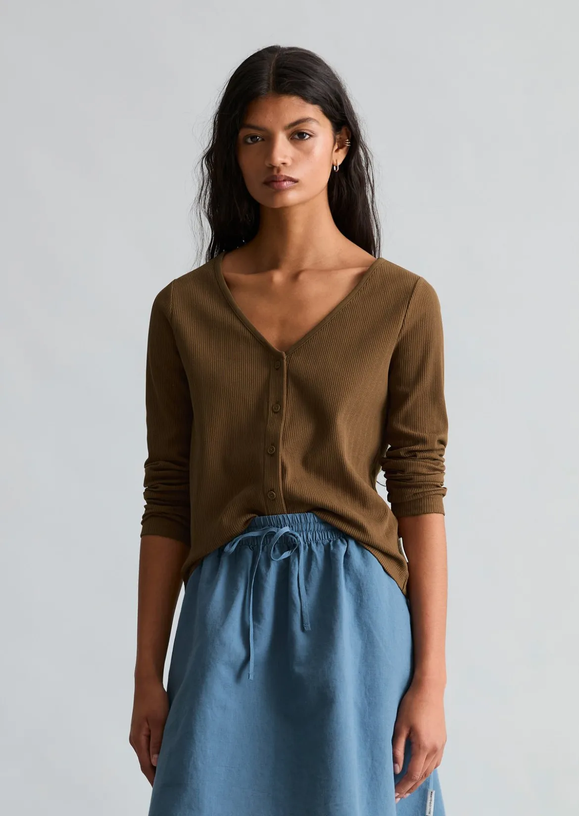 Pointelle-Cardigan slim aus Bio-Baumwolle-Mix