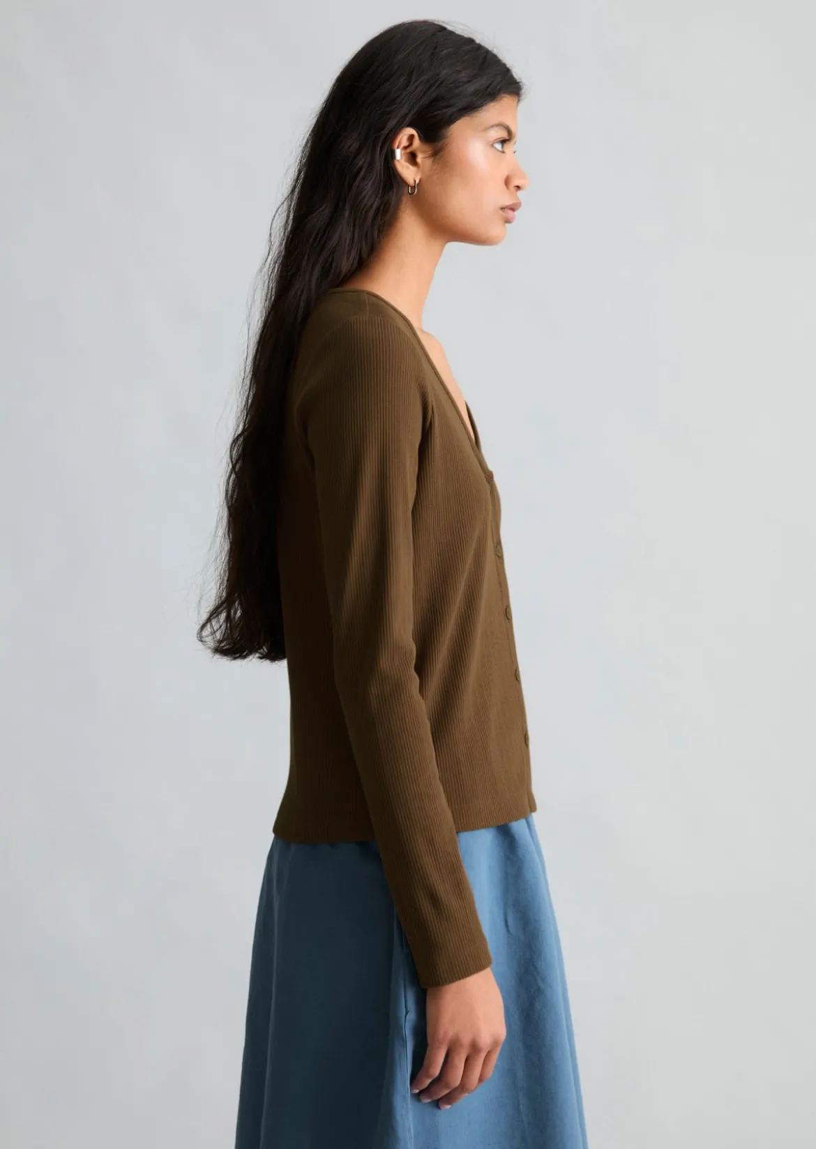Pointelle-Cardigan slim aus Bio-Baumwolle-Mix