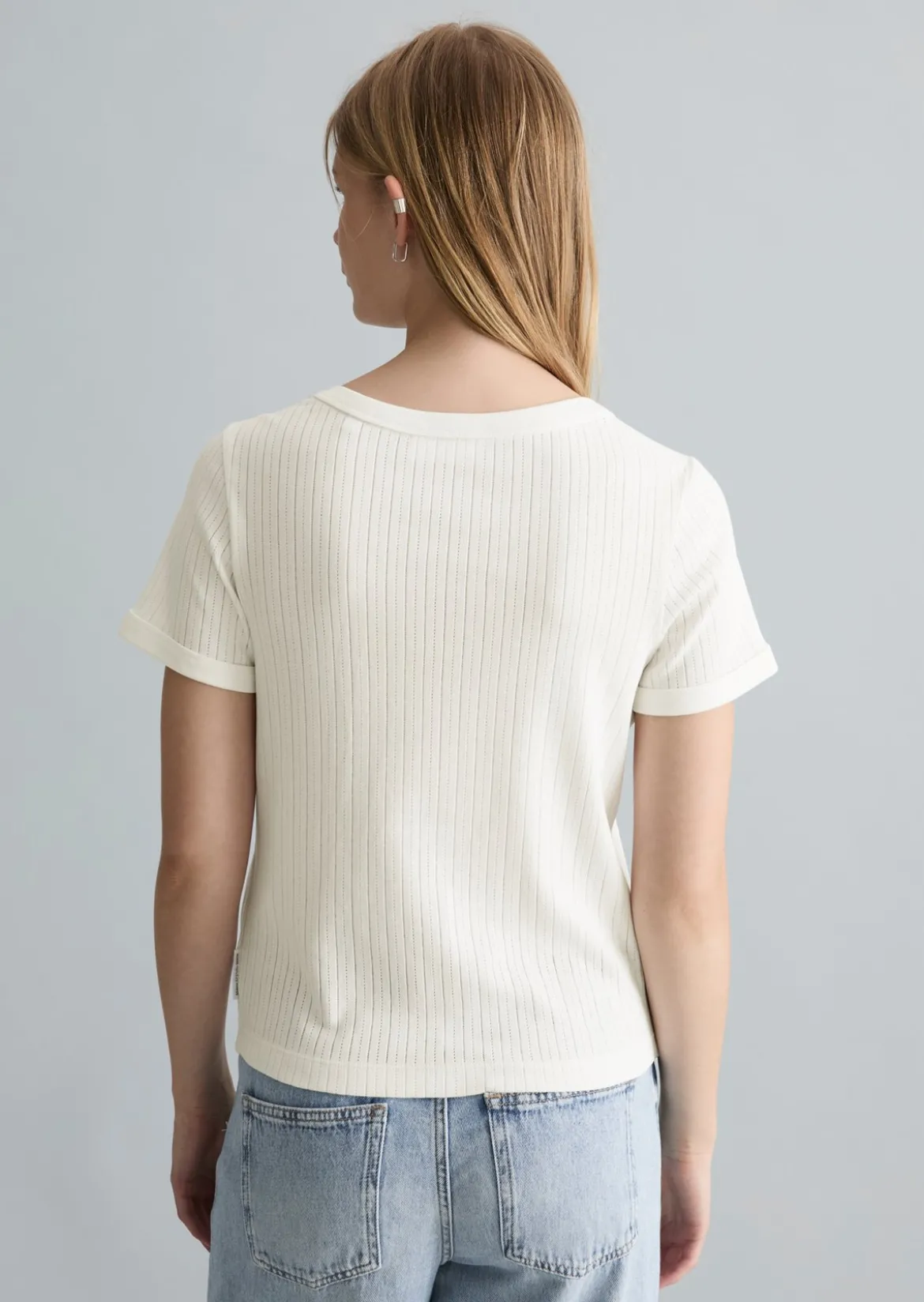 Pointelle-Kurzarm-Cardigan regular aus weichem Baumwoll-Jersey