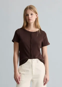 Pointelle-Kurzarm-Cardigan regular aus weichem Baumwoll-Jersey