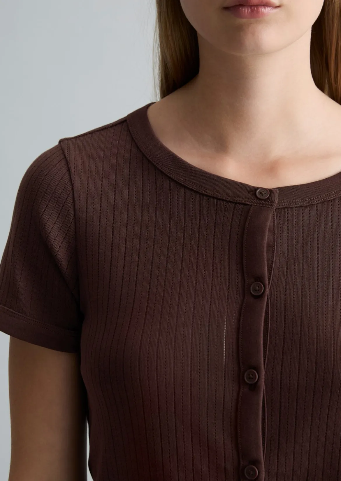 Pointelle-Kurzarm-Cardigan regular aus weichem Baumwoll-Jersey