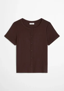 Pointelle-Kurzarm-Cardigan regular aus weichem Baumwoll-Jersey