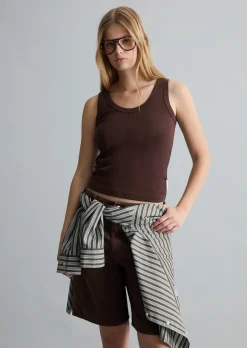 Pointelle-Top slim aus weichem Baumwoll-Jersey