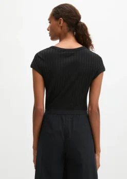 Pointelle-T-Shirt slim aus softem Modal-Organic-Cotton-Mix