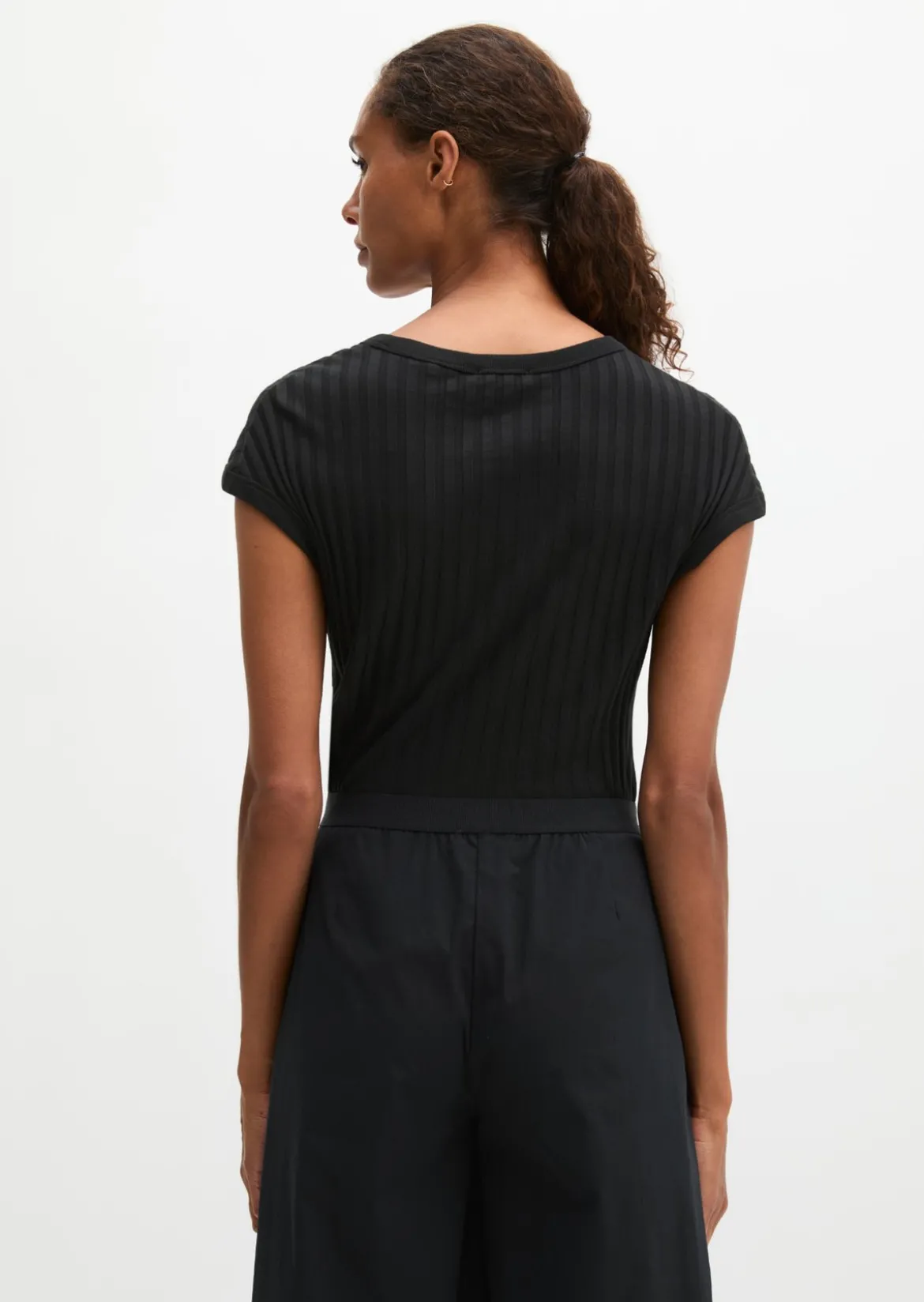 Pointelle-T-Shirt slim aus softem Modal-Organic-Cotton-Mix