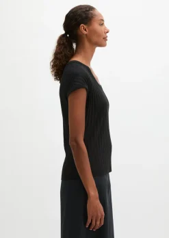 Pointelle-T-Shirt slim aus softem Modal-Organic-Cotton-Mix
