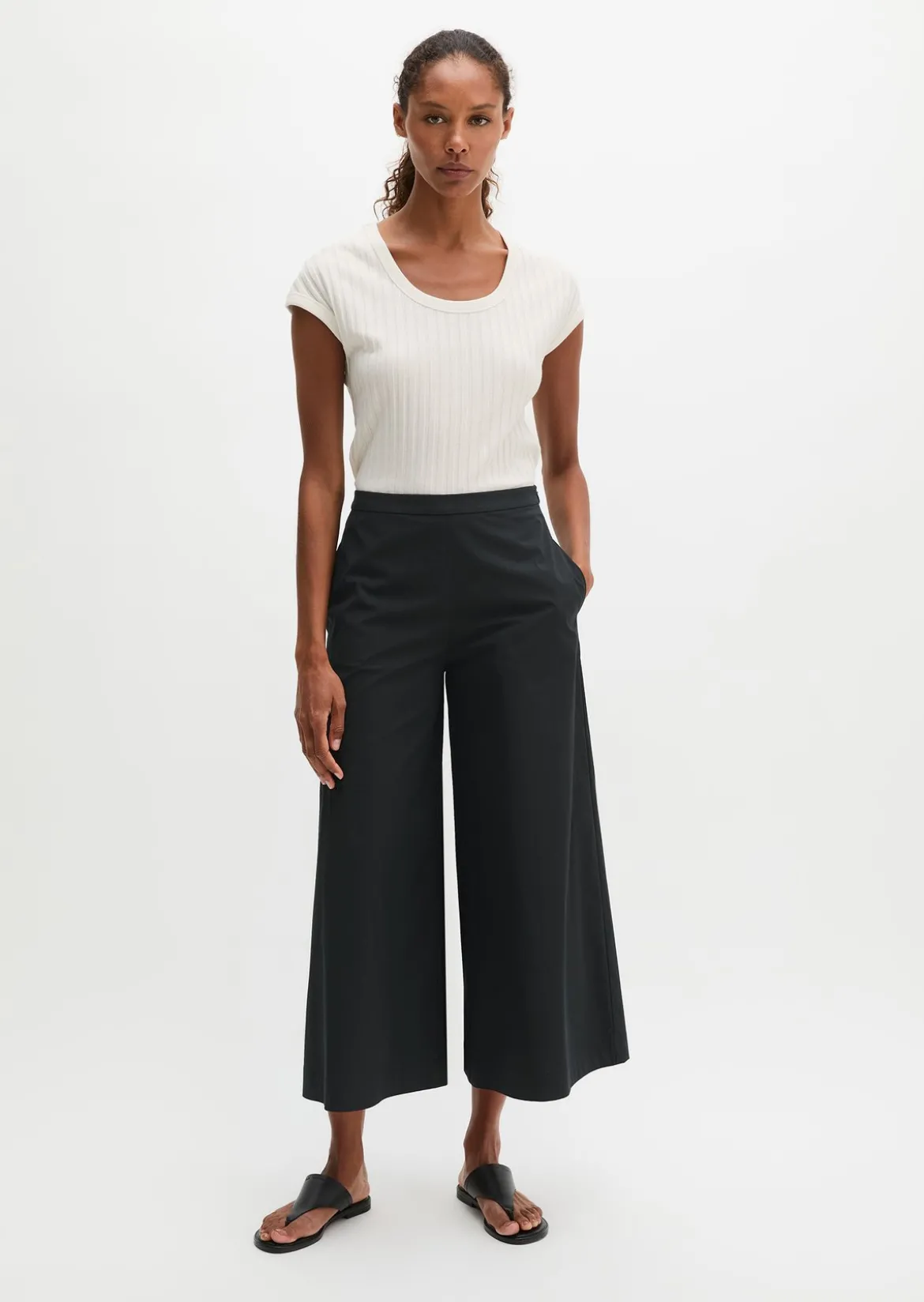 Pointelle-T-Shirt slim aus softem Modal-Organic-Cotton-Mix