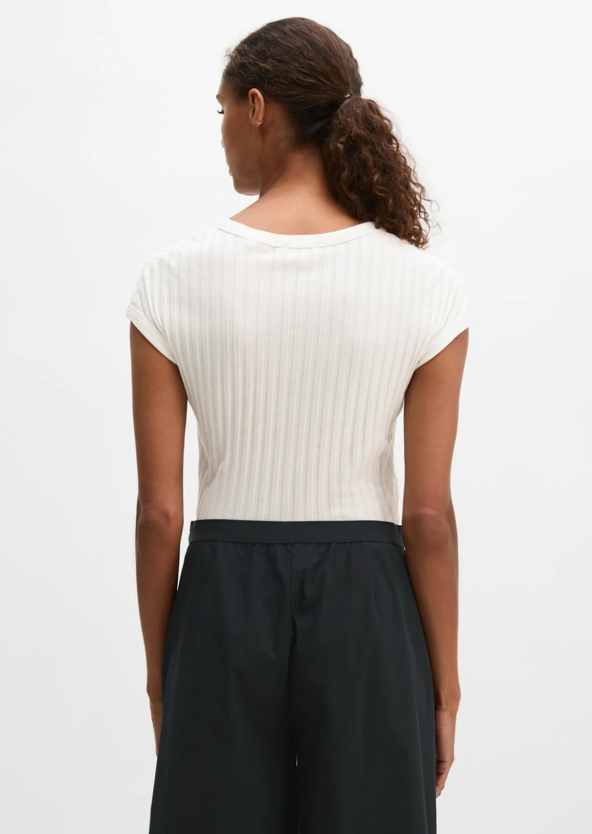 Pointelle-T-Shirt slim aus softem Modal-Organic-Cotton-Mix
