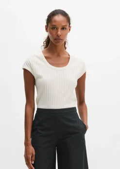 Pointelle-T-Shirt slim aus softem Modal-Organic-Cotton-Mix