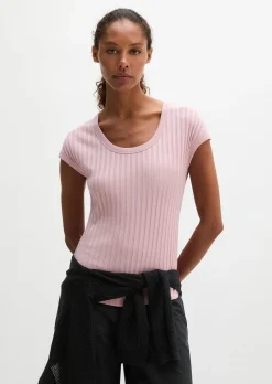 Pointelle-T-Shirt slim aus softem Modal-Organic-Cotton-Mix