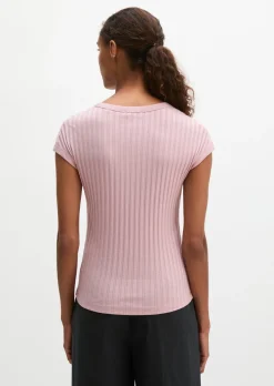 Pointelle-T-Shirt slim aus softem Modal-Organic-Cotton-Mix