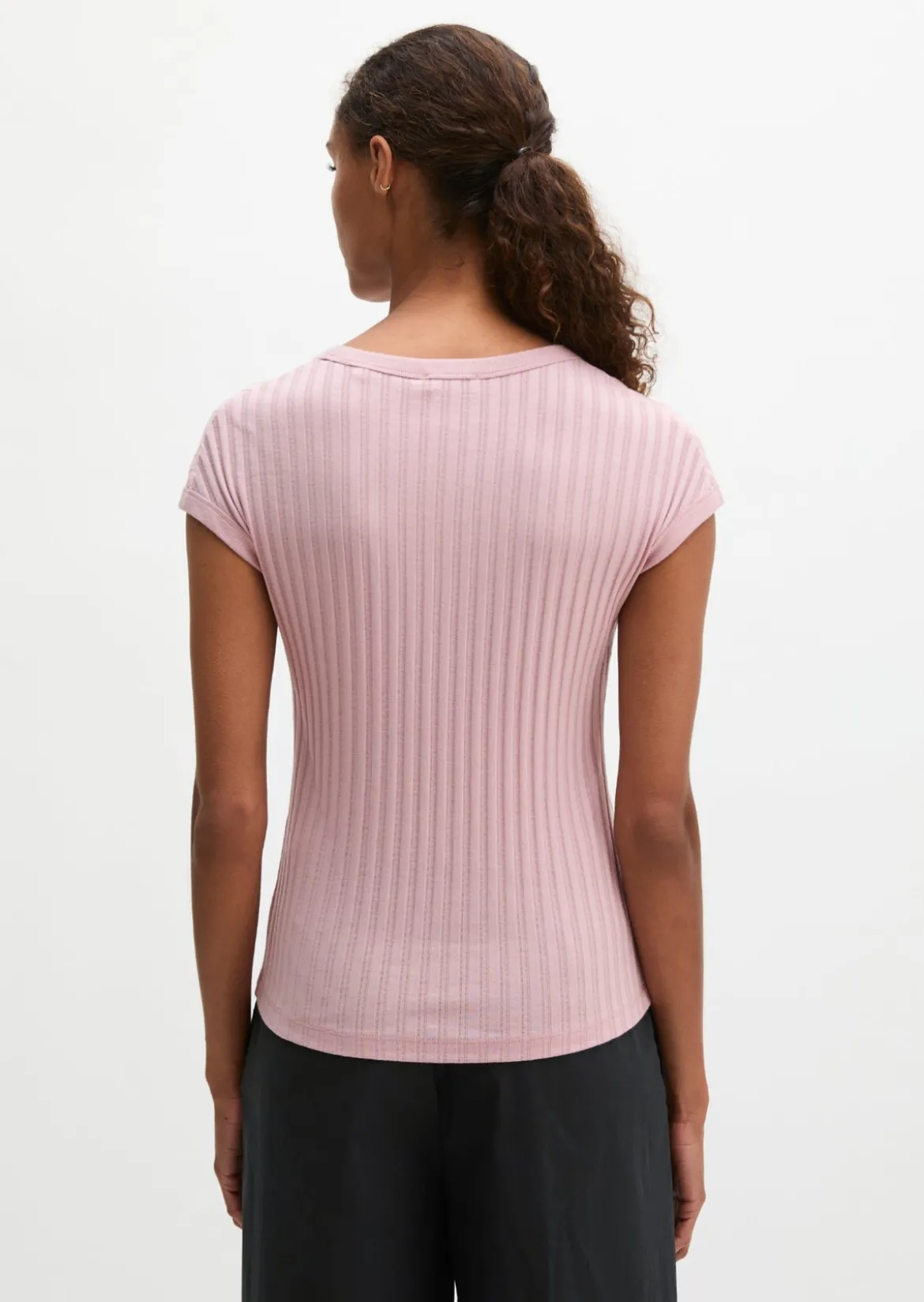 Pointelle-T-Shirt slim aus softem Modal-Organic-Cotton-Mix
