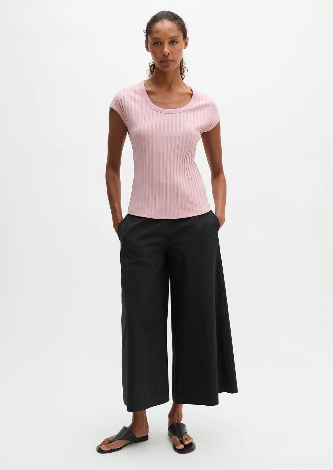 Pointelle-T-Shirt slim aus softem Modal-Organic-Cotton-Mix