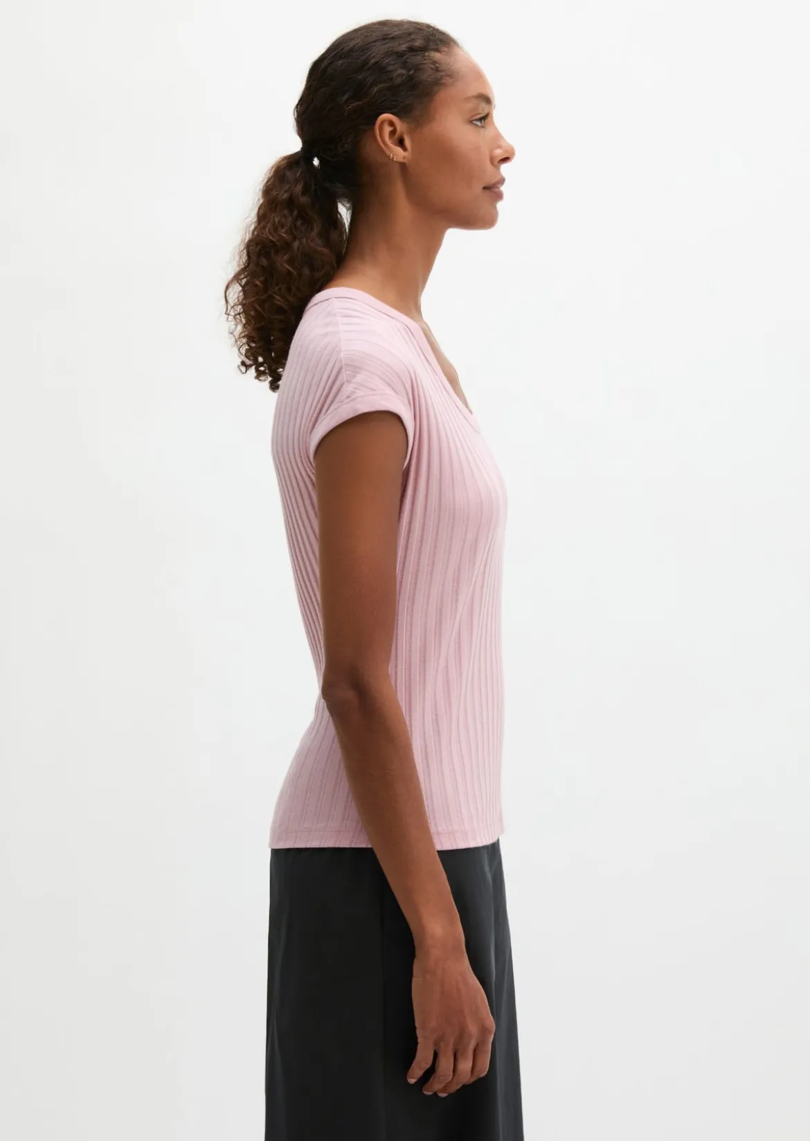 Pointelle-T-Shirt slim aus softem Modal-Organic-Cotton-Mix