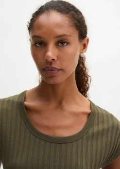 Pointelle-T-Shirt slim aus softem Modal-Organic-Cotton-Mix
