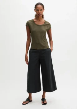 Pointelle-T-Shirt slim aus softem Modal-Organic-Cotton-Mix