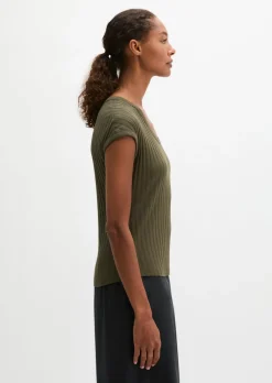 Pointelle-T-Shirt slim aus softem Modal-Organic-Cotton-Mix