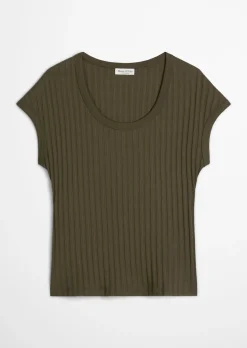 Pointelle-T-Shirt slim aus softem Modal-Organic-Cotton-Mix