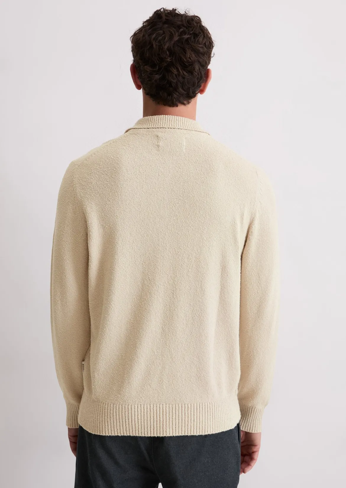 Polo-Pullover regular aus Bio-Baumwoll-Bouclé