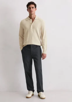 Polo-Pullover regular aus Bio-Baumwoll-Bouclé