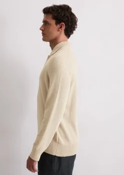 Polo-Pullover regular aus Bio-Baumwoll-Bouclé