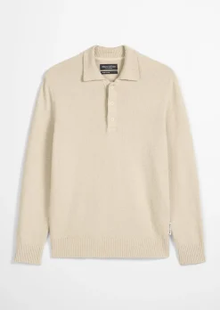 Polo-Pullover regular aus Bio-Baumwoll-Bouclé