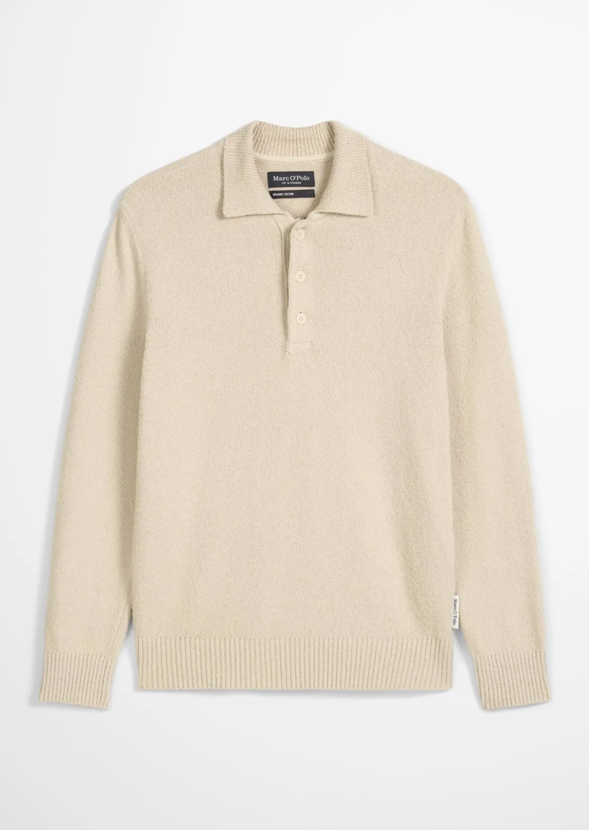 Polo-Pullover regular aus Bio-Baumwoll-Bouclé